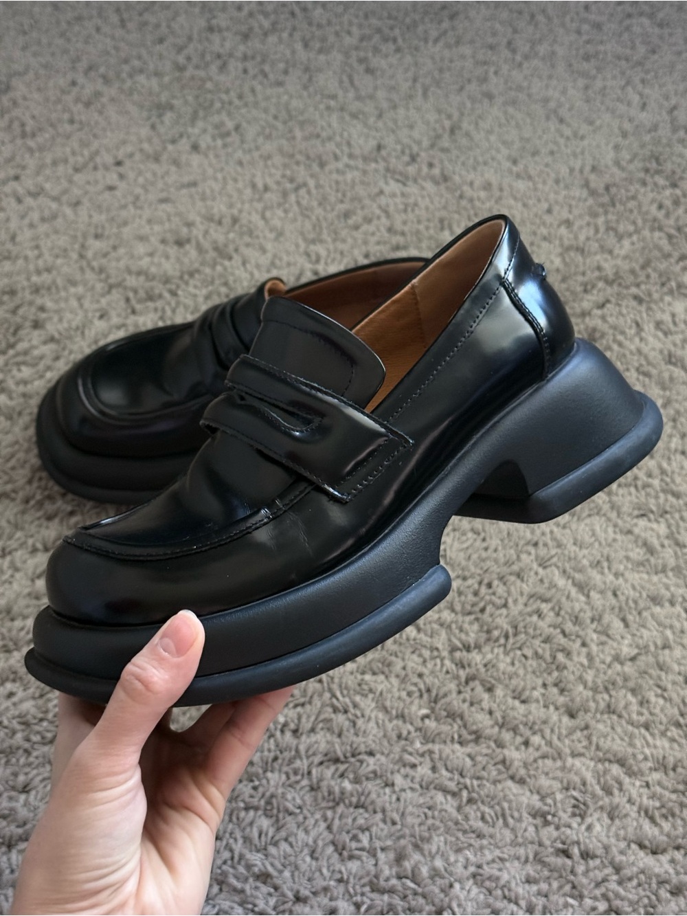 Chunky platform leather loafers